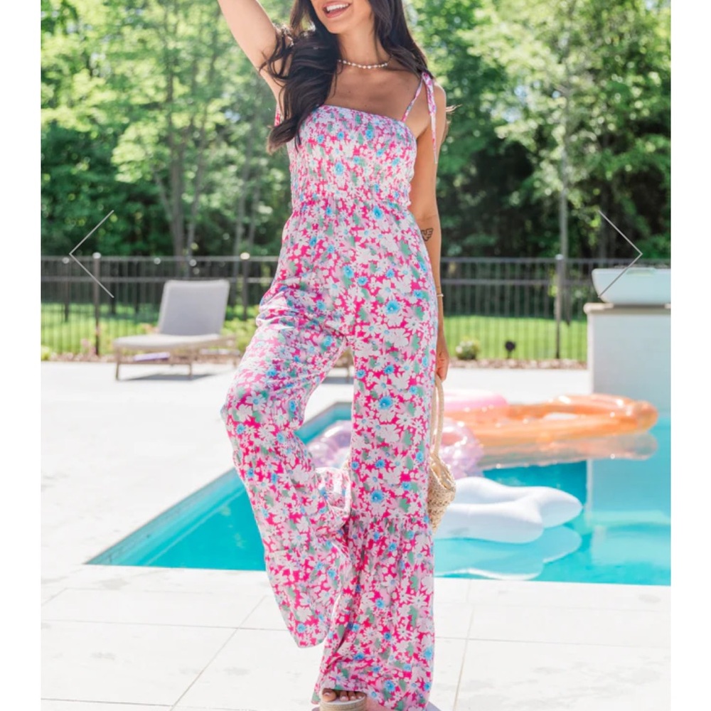 NWOT Pink Lily Floral Jumpsuit